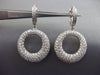 ESTATE LARGE 3.0CT DIAMOND 18KT WHITE GOLD HUGGIE CIRCULAR PAVE HANGING EARRINGS