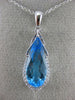 ESTATE LARGE 2.81CT DIAMOND & AAA BLUE TOPAZ 14K WHITE GOLD 3D PENDANT #26502