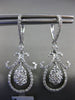 LARGE 1.9CT DIAMOND 14K WHITE GOLD FILIGREE TEAR DROP LEVERBACK HANGING EARRINGS