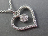 ESTATE .10CT DIAMOND 14KT WHITE GOLD 3D OPEN HEART FLOWER LOVE FLOATING PENDANT