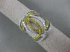 ESTATE LARGE 1.28CT WHITE & FANCY YELLOW DIAMOND 18K WHITE GOLD ANNIVERSARY RING