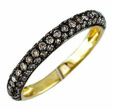 .80CT CHOCOLATE FANCY DIAMOND 14K YELLOW GOLD 3D THREE ROW PAVE ANNIVERSARY RING