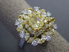 ESTATE LARGE 1.69CT WHITE & FANCY YELLOW DIAMOND 18K 2 TONE GOLD ENGAGEMENT RING