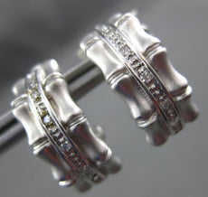 ESTATE .10CT ROUND DIAMOND 14KT WHITE GOLD BAMBOO DESIGN CLIP ON EARRINGS #21694