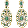 1.96CT DIAMOND & AAA EMERALD 14KT YELLOW GOLD 3D FLOWER CLIP ON HANGING EARRINGS