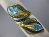 ESTATE LARGE 6.07CT DIAMOND & AAA MULTI GEM 18KT YELLOW GOLD 3D DOUBLE LEAF RING