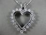 ESTATE LARGE 1.80CT DIAMOND 14KT WHITE GOLD 3D CLASSIC OPEN HEART PENDANT #17571