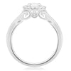 ESTATE .19CT ROUND CUT DIAMOND 14KT WHITE GOLD 3D SOLITAIRE HALO ENGAGEMENT RING