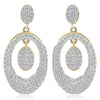 ESTATE .59CT DIAMOND 14KT YELLOW GOLD 3D OVAL CLUSTER FUN HANGING EARRINGS