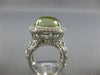 ESTATE LARGE 9.10CT DIAMOND & AAA CABOCHON GREEN AMETHYST 14KT WHITE GOLD RING