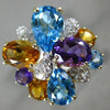 LARGE 4.90CT DIAMOND & MULTI GEM 14KT YELLOW GOLD BUTTERFLY FLOWER CLUSTER RING