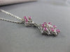 ESTATE .24CTW RUBY & DIAMOND 14KT WHITE GOLD CLUSTER OPEN WORK DROP PENDANT #XXX