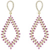 3.46CT DIAMOND & AAA RUBY 14KT YELLOW GOLD DOUBLE ROW TEAR DROP HANGING EARRINGS
