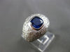 ESTATE LARGE 2.90CT DIAMOND & AAA SAPPHIRE 18KT WHITE GOLD PAVE ENGAGEMENT RING