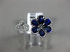 ESTATE 1.48CT DIAMOND & AAA SAPPHIRE 18KT WHITE GOLD 3D DOUBLE FLOWER LOVE RING