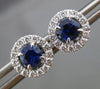 ESTATE .97CT DIAMOND & SAPPHIRE 18KT WHITE GOLD CLASSIC HALO STUD EARRINGS E/F