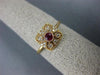 ESTATE .25CT DIAMOND & AAA RUBY 18KT ROSE GOLD 3D SQUARE FLOWER FILIGREE RING