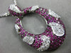 LARGE 2.58CT DIAMOND & AAA PINK SAPPHIRE 18KT WHITE GOLD 3D OVAL LEAF PENDANT
