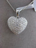 ESTATE .59CT DIAMOND 18KT WHITE GOLD CLASSIC PUFF HEART FLOATING PENDANT & CHAIN