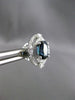 ESTATE LARGE 4.11CT DIAMOND SAPPHIRE 14K WHITE GOLD ETOILE HALO HANGING EARRINGS