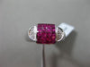 ESTATE WIDE 1.65CT DIAMOND & AAA RUBY 18KT WHITE GOLD SQUARE HALF MOON FUN RING