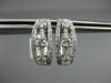 ESTATE WIDE 1.0CT DIAMOND 14K WHITE GOLD 3D 3 STONE OVAL HUGGIE HANGING EARRINGS