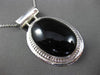 ESTATE LARGE 925 SILVER & AAA BLACK ONYX OVAL MILGRAIN FLOATING PENDANT #2967