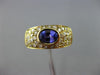 ESTATE WIDE 2.10CT DIAMOND & AAA TANZANITE 18KT YELLOW GOLD 3D ETOILE BEZEL RING