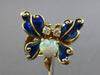 ESTATE LARGE .15CT DIAMOND OPAL & BLUE ENAMEL 14KT YELLOW GOLD 3D BUTTERFLY RING