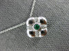 ESTATE .18CT DIAMOND & AAA EMERALD 14KT WHITE GOLD 3D FLOWER SQUARE FUN PENDANT