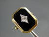 ANTIQUE WIDE .02CT OLD MINE DIAMOND & AAA ONYX 14K TWO TONE GOLD 3D HEXAGON RING