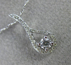 ESTATE .18CT DIAMOND 14KT WHITE GOLD 3D SOLITAIRE TEAR DROP CLASSIC LOVE PENDANT