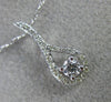 ESTATE .18CT DIAMOND 14KT WHITE GOLD 3D SOLITAIRE TEAR DROP CLASSIC LOVE PENDANT