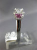 ESTATE WIDE 1.68CT DIAMOND & AAA PINK SAPPHIRE 14K WHITE GOLD 3D ENGAGEMENT RING