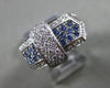 ESTATE WIDE 1.34CT DIAMOND & SAPPHIRE FILIGREE 18KT WHITE GOLD BELT RING #17353