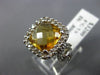 ESTATE 11.0CT DIAMOND & AAA CITRINE 18KT WHITE GOLD SOLITAIRE FILIGREE RING #857