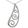 ESTATE LARGE .66CT ROUND DIAMOND 18K WHITE GOLD SWIRL TEAR DROP FLOATING PENDANT