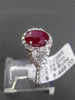 ANTIQUE 2.65CT DIAMOND & RUBY 18KT WHITE GOLD 3D FILIGREE HALO ENGAGEMENT RING