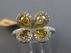 ESTATE WIDE 1.52CT MULTI COLOR DIAMOND 14KT 2 TONE GOLD CLOVER FLOWER LOVE RING