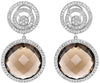 26.21CT DIAMOND & AAA SMOKY TOPAZ 14KT WHITE GOLD 3D FLOWER HANGING EARRINGS
