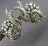 ANTIQUE EXTRA LARGE 7CT ROUND & BAGUETTE DIAMOND PLATINUM 3D FLOWER EARRINGS
