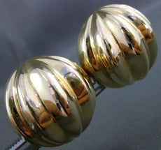 ESTATE LARGE 14KT YELLOW GOLD 3D CIRCULAR PUMPKIN RIDGED CLIP ON EARRINGS
