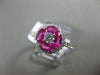 ESTATE 1.64CT DIAMOND & PINK SAPPHIRE 18KT WHITE GOLD FLOWER SOLITAIRE LOVE RING