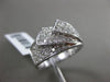 ESTATE WIDE .85CT DIAMOND 14KT WHITE GOLD 3D MULTI ROW PAVE FANCY BOW RING