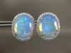 LARGE 7.82CT DIAMOND & AAA OPAL 14KT YELLOW GOLD CLASSIC OVAL HALO STUD EARRINGS