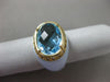 ANTIQUE WIDE .30CT DIAMOND & AAA BLUE TOPAZ 14KT YELLOW GOLD BLUE ENAMEL RING