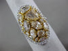 LARGE 4.18CT WHITE & FANCY YELLOW DIAMOND 18K 2 TONE GOLD OVAL ANNIVERSARY RING