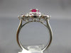 ESTATE WIDE 2.04CT DIAMOND & AAA RUBY 14KT WHITE GOLD 3D OVAL FLOWER FUN RING
