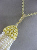ESTATE EXTRA LARGE .51CT DIAMOND & AAA PEARL 18KT YELLOW GOLD 3D TASSLE NECKLACE