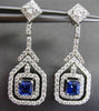 ANTIQUE 2.31CT DIAMOND & SAPPHIRE 18KT WHITE GOLD SQUARE HANGING EARRINGS E/F
